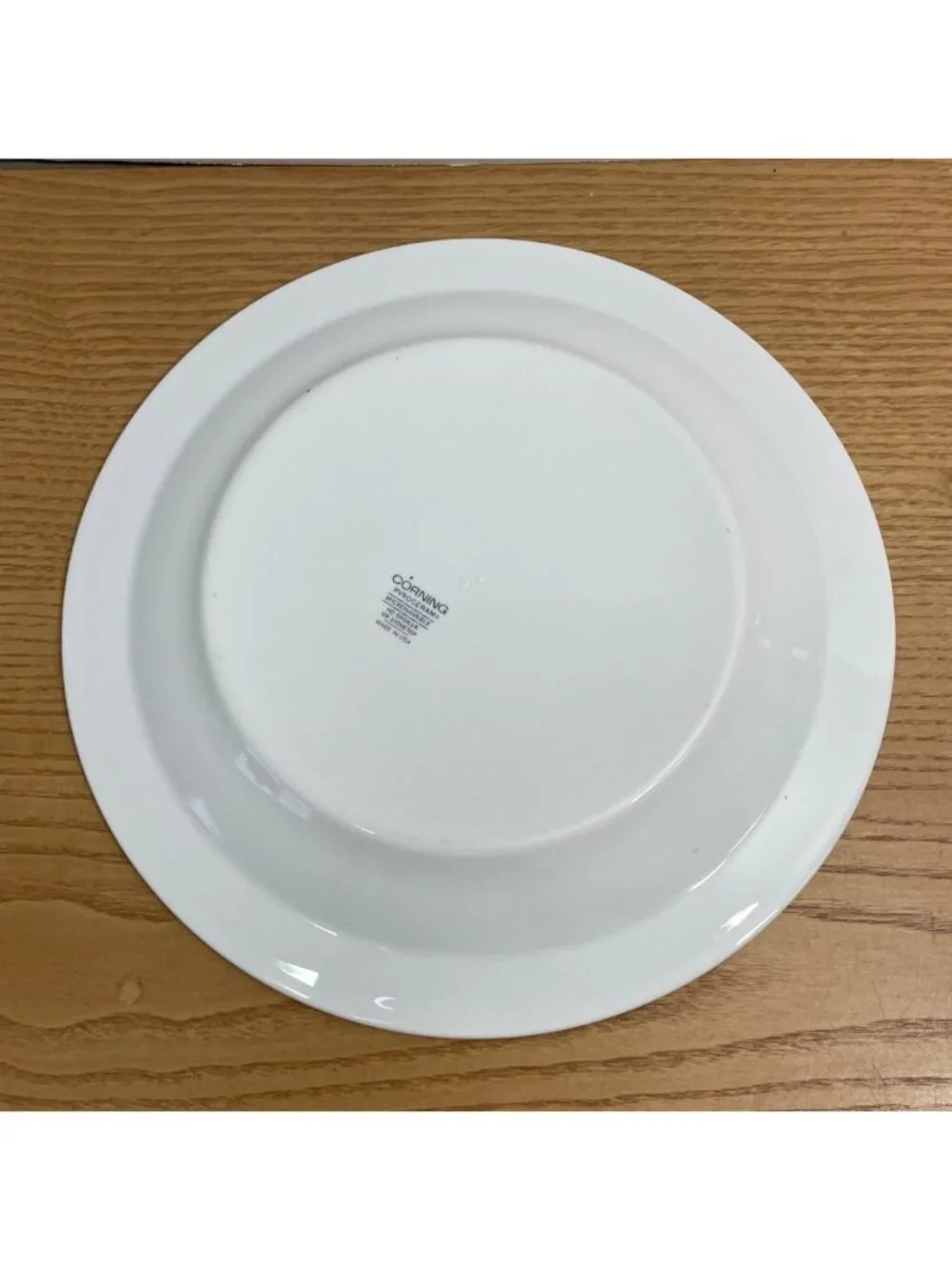 Vtg Corning Pyroceram Red Gray Bands 10-Inch Dinner Plate USA-Made Embossed